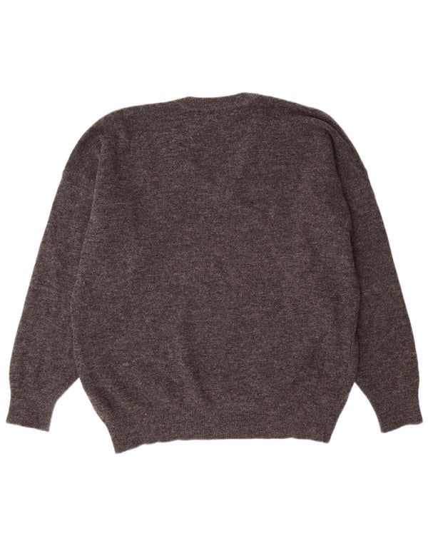 Lacoste Mens V-Neck Jumper Sweater Size 7 2XL Grey Wool