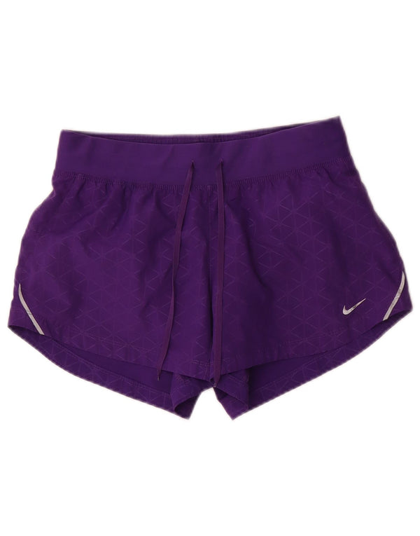 Nike Ženske Dri Fit Sportske kratke hlače UK 10 Mali ljubičasti geometrijski poliester