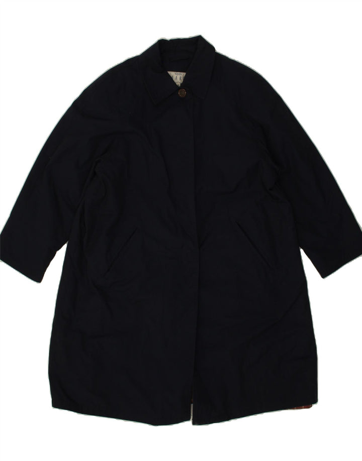 CHARON Womens Oversized Overcoat UK 10 Small Navy Blue Polyester Vintage Charon and Second-Hand Charon from Messina Hembry 