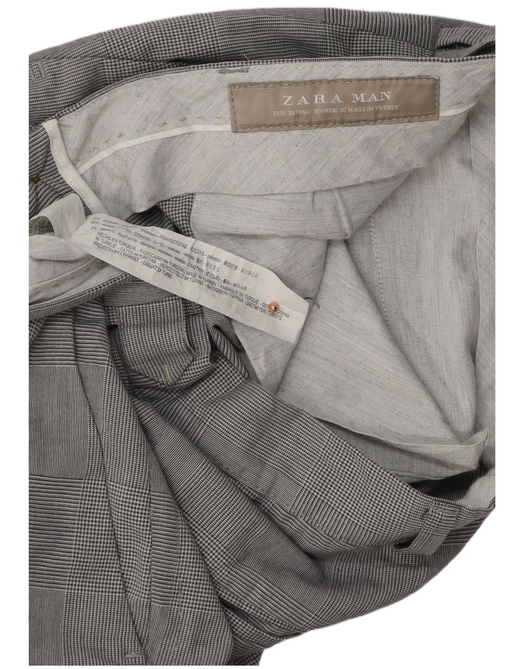 ZARA muške uske chino hlače EU 38 male W30 L31 sive houndstooth