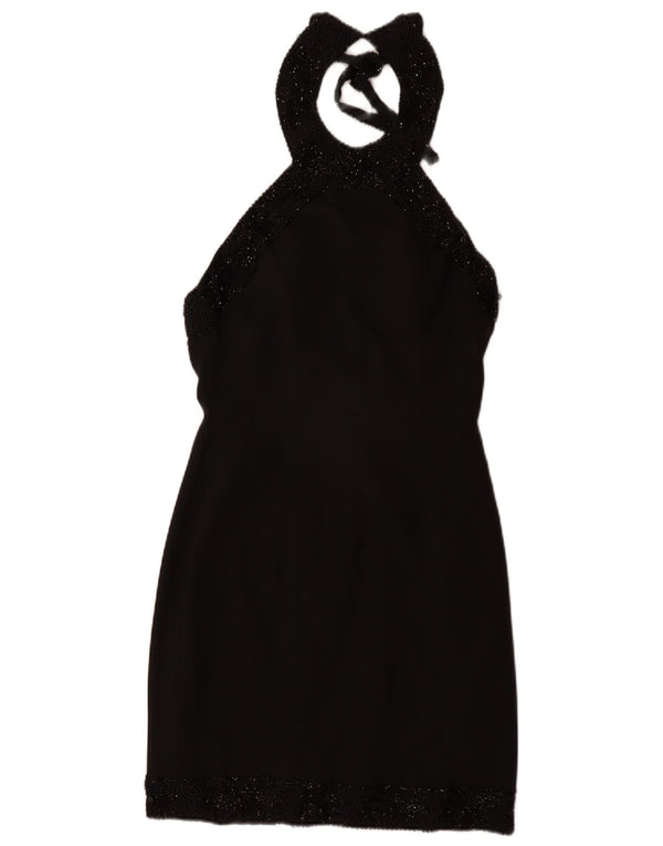 VINTAGE ženska haljina s halterima UK 12 srednje crna