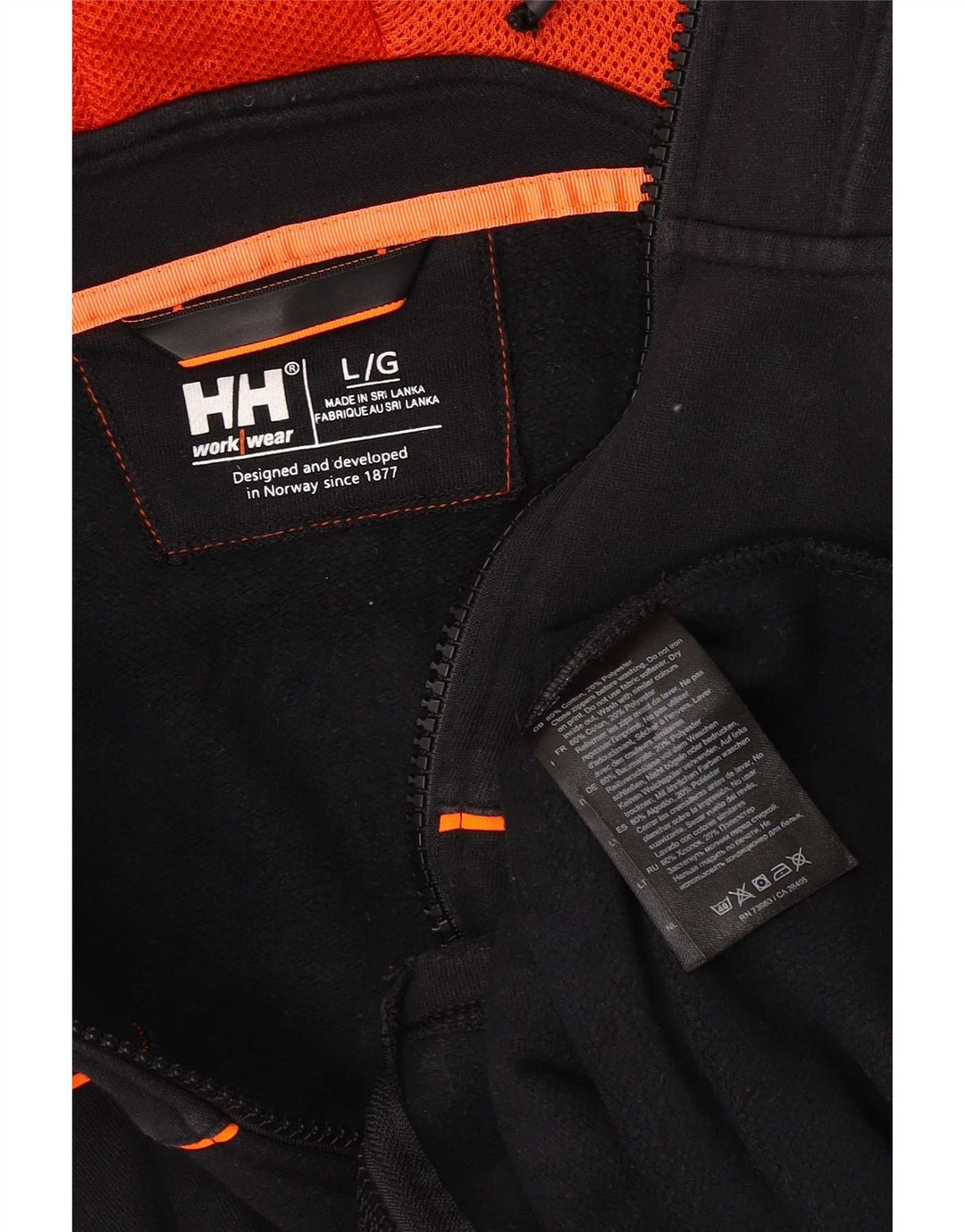 Veliki crni pamučni pulover s kapuljačom Helly Hansen s grafičkim zatvaračem