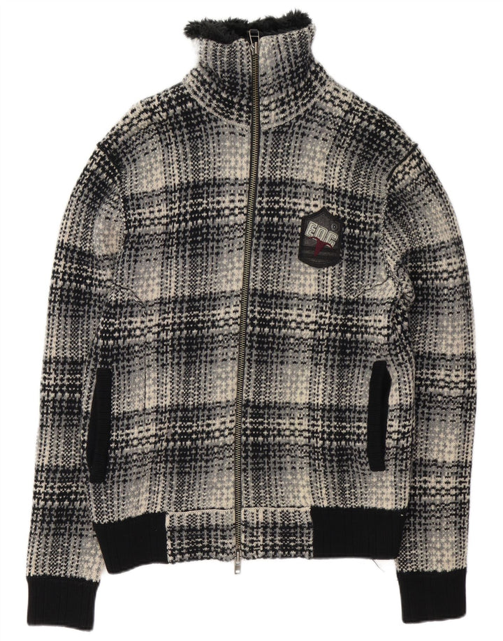 EDC ženski kardigan pulover UK 16 Large Black Check Lambswool