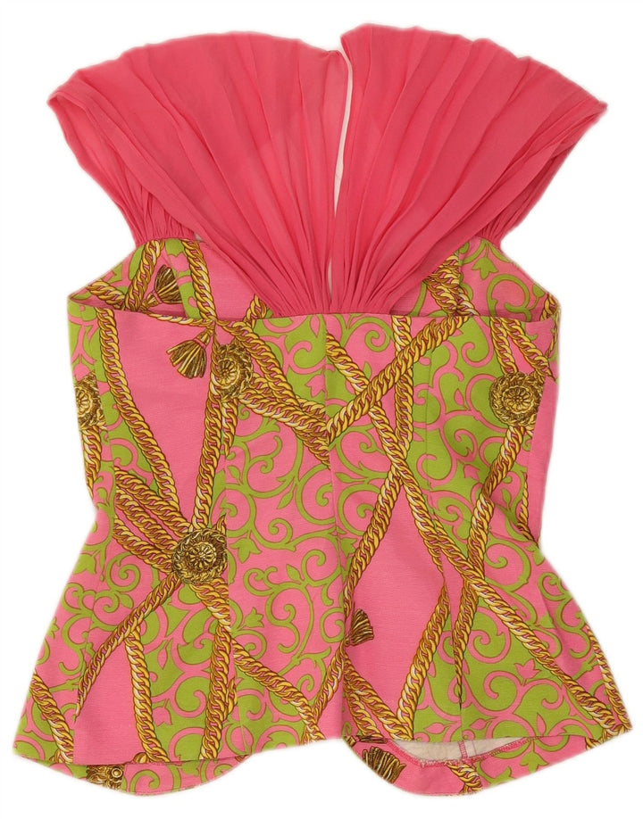 Vintage ženski grafički dvodijelni komplet suknji IT 44 Srednji W28 Ružičasti paisley