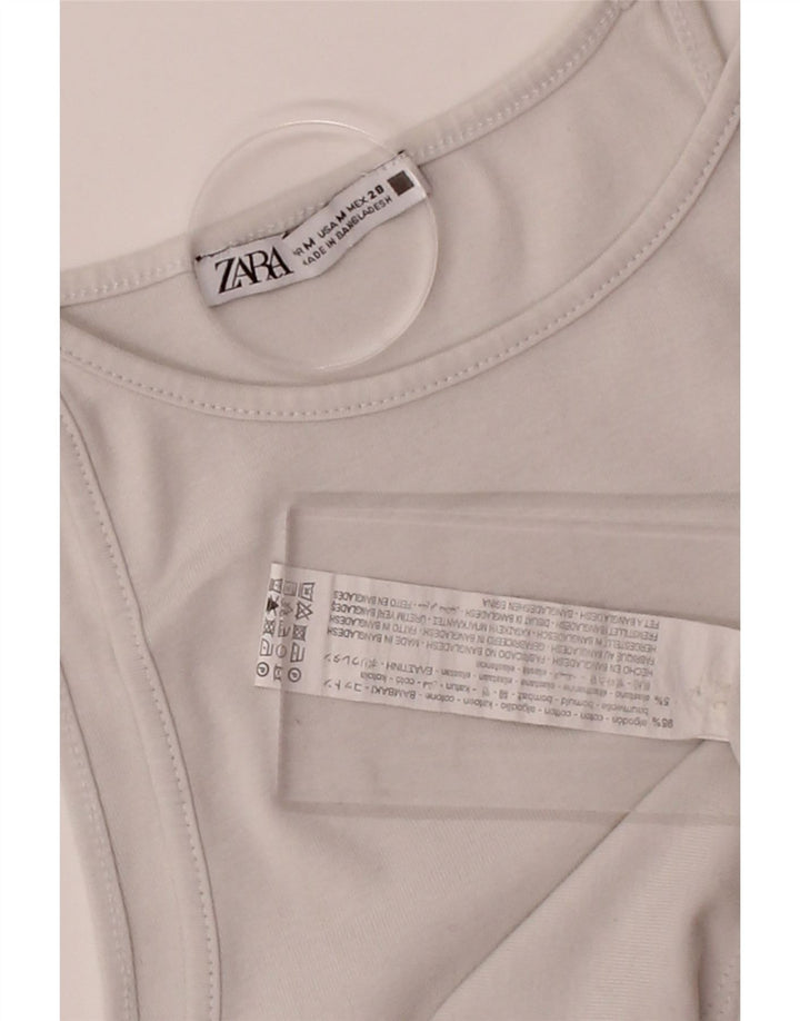 ZARA Girls Vest Top 7-8 Years Medium Off White Cotton Vintage Zara and Second-Hand Zara from Messina Hembry 