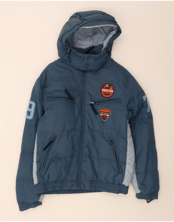 Diadora Boys Graphic Hooded Padded Jacket 13-14 Years 3XL Blue Colourblock