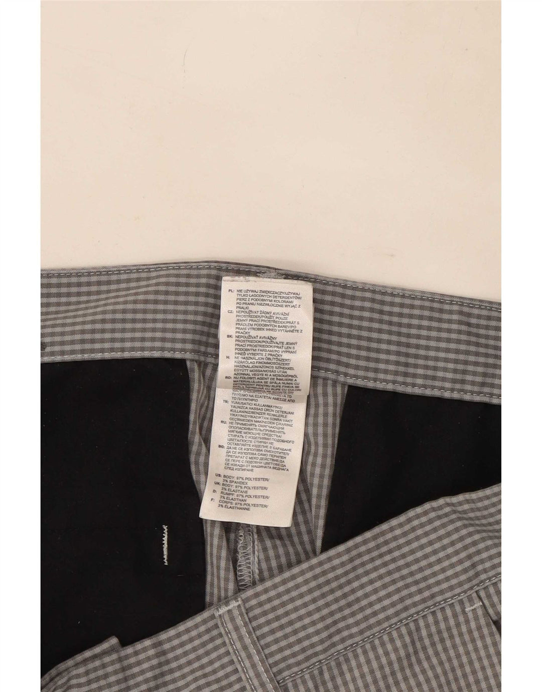 Adidas muške ravne chino hlače W32 L30 sivi gingham poliester