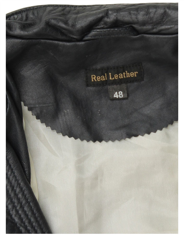 Vintage ženska kožna jakna IT 48 XL tamnoplava koža