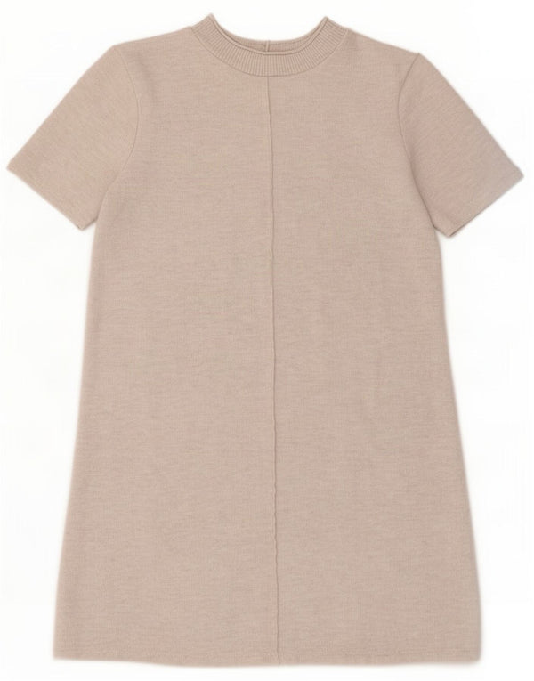 Zara Womens Shift Dress UK 12 Medium Beige Polyester