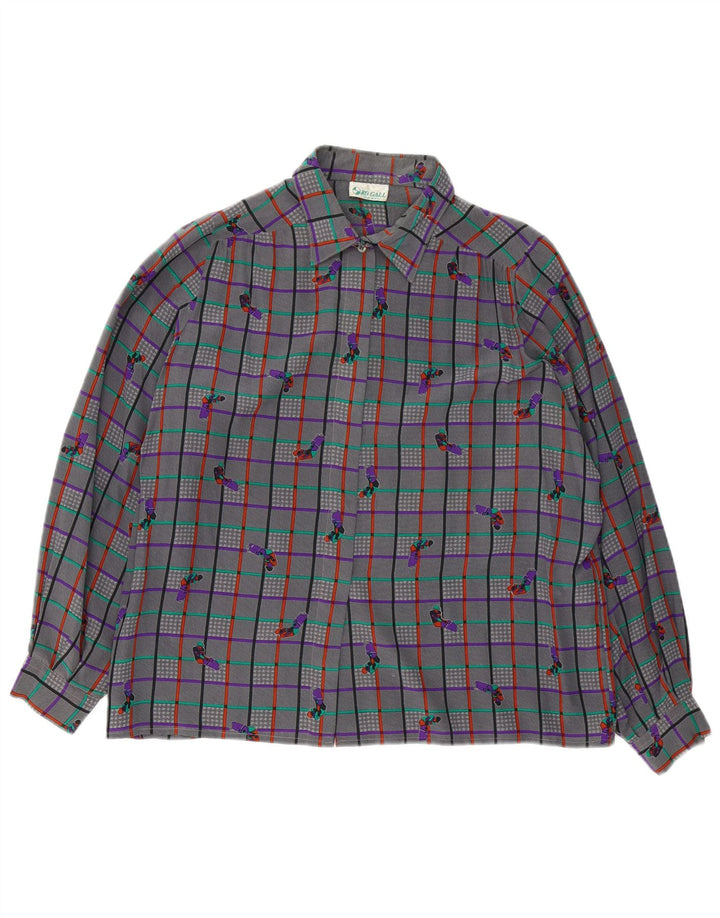Vintage ženska košulja bluza UK 18 XL sivi karirani