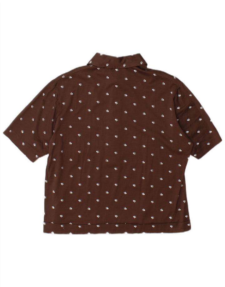 VINTAGE ženska pulover majica kratkih rukava IT 52 2XL smeđe geometrijske boje