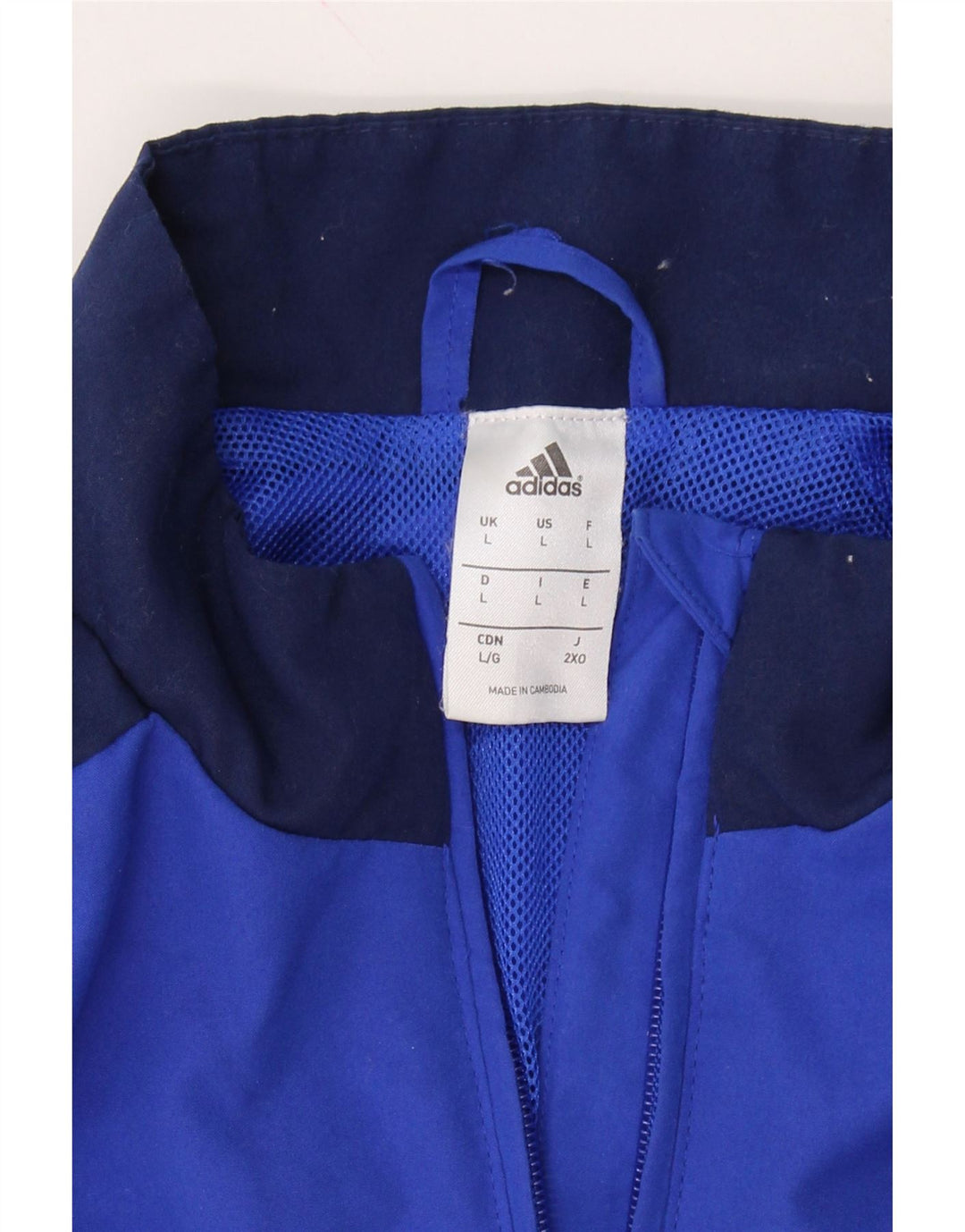 ADIDAS Mens Graphic Tracksuit Top Jacket Large Blue Polyester Vintage Adidas and Second-Hand Adidas from Messina Hembry 