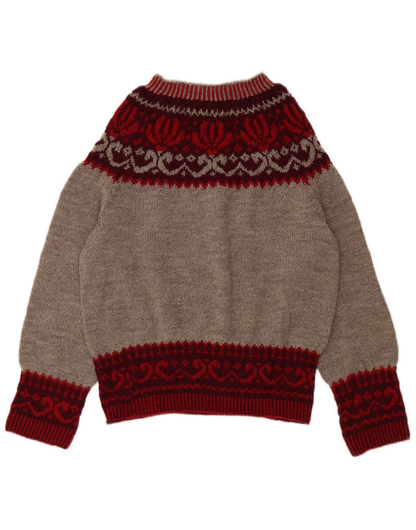 VINTAGE ženski džemper s morskim izrezom UK 14 srednje sivi Fair Isle