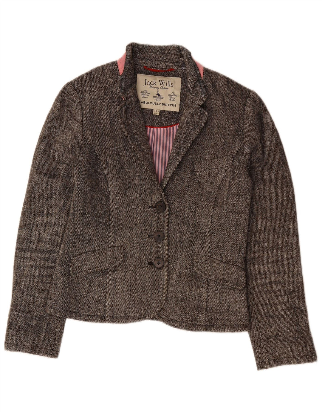 JACK WILLS Ženska jakna sa 3 gumba UK 10 Mala siva platna