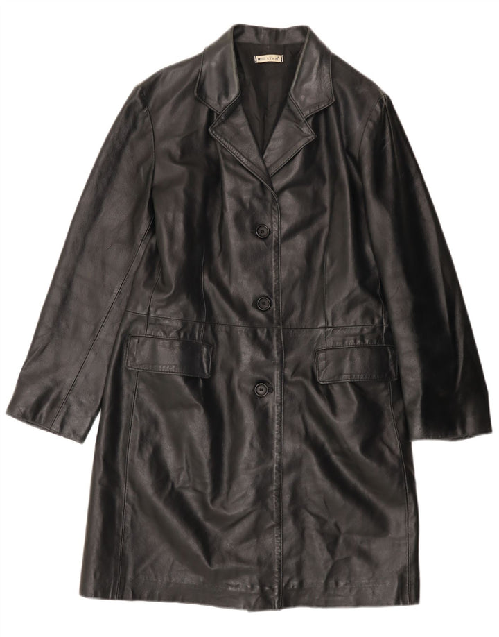 VINTAGE ženski kožni kaput IT 46 Veliki crni kožni