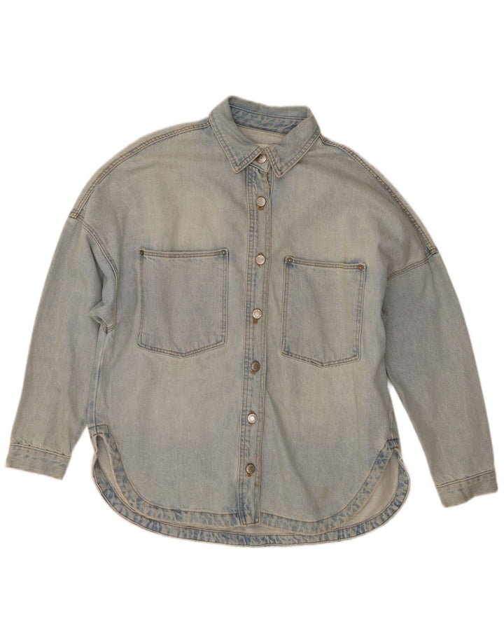 Zara ženska prevelika traper košulja UK 10 Small Blue Cotton