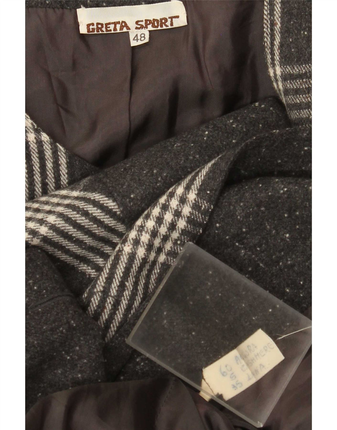 Vintage ženski kaput IT 48 XL sivi karirani angora