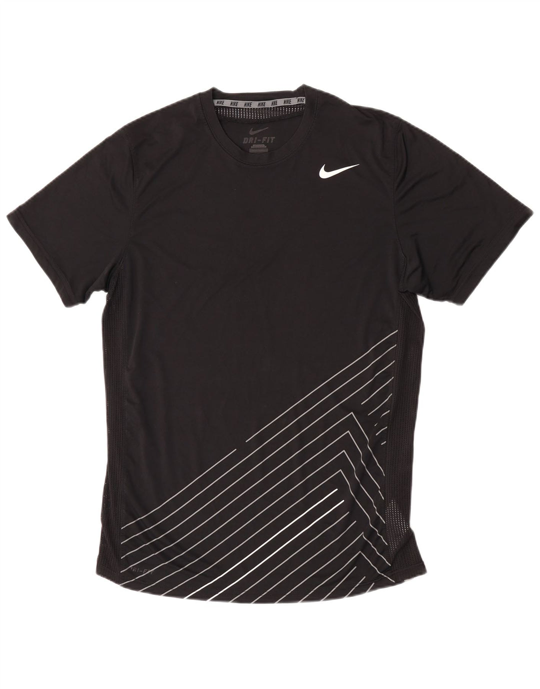 Nike Dri Fit T-Shirt Top srednje crne pruge od poliestera