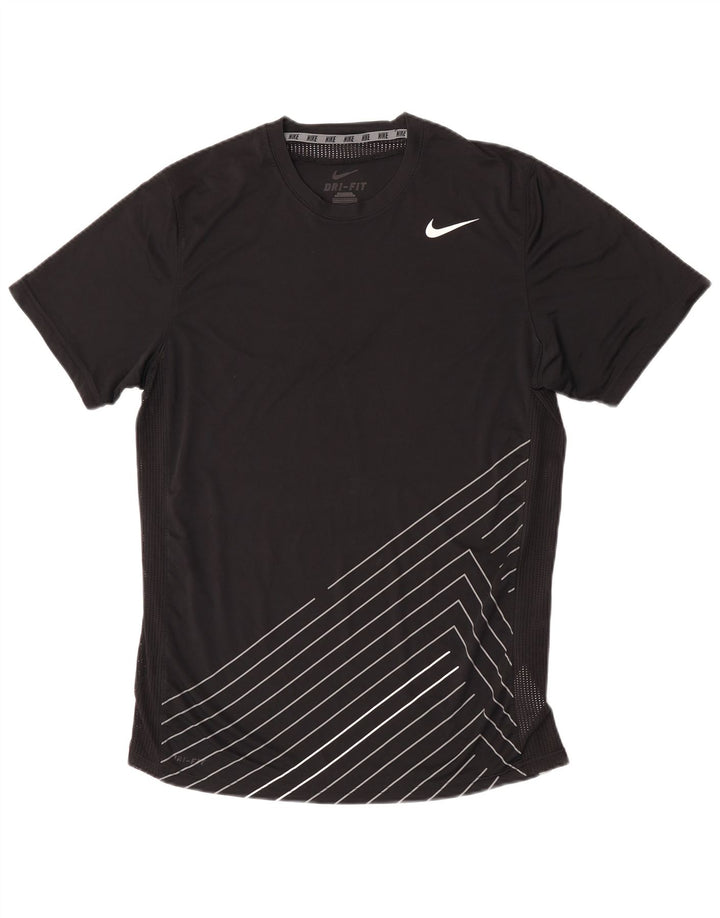 Nike Dri Fit T-Shirt Top srednje crne pruge od poliestera