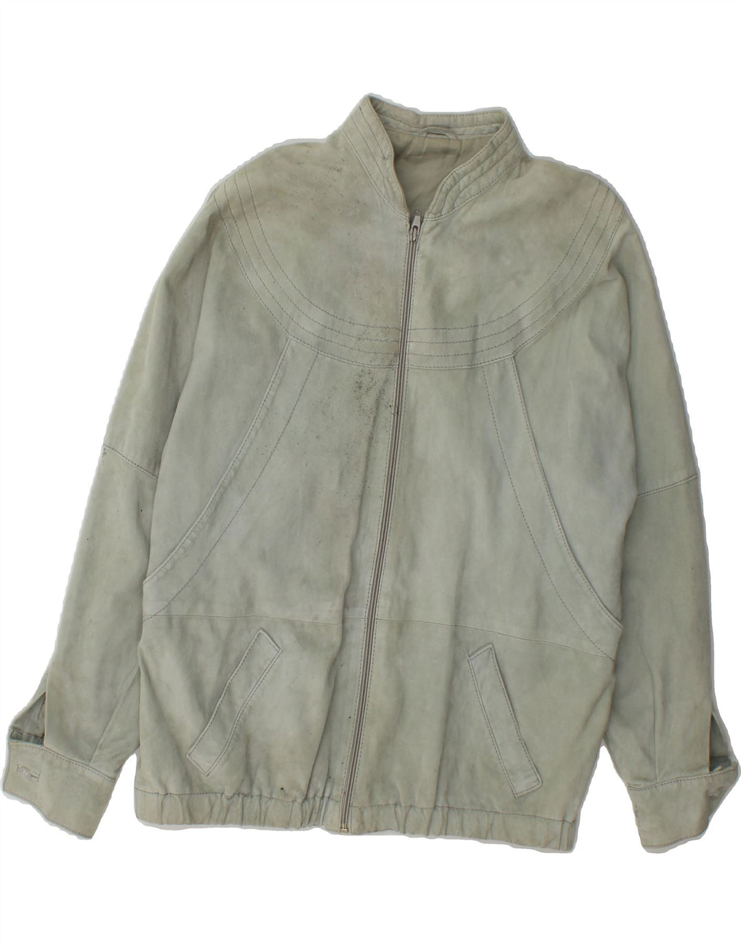VINTAGE Womens Leather Jacket IT 44 Medium Grey Leather Vintage Vintage and Second-Hand Vintage from Messina Hembry 