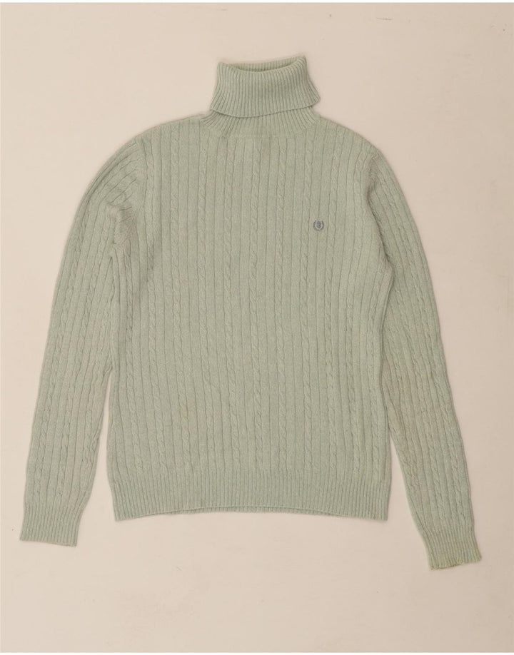 IZOD Womens Roll Neck Jumper Sweater UK 12 Medium Green Cotton Vintage Izod and Second-Hand Izod from Messina Hembry 