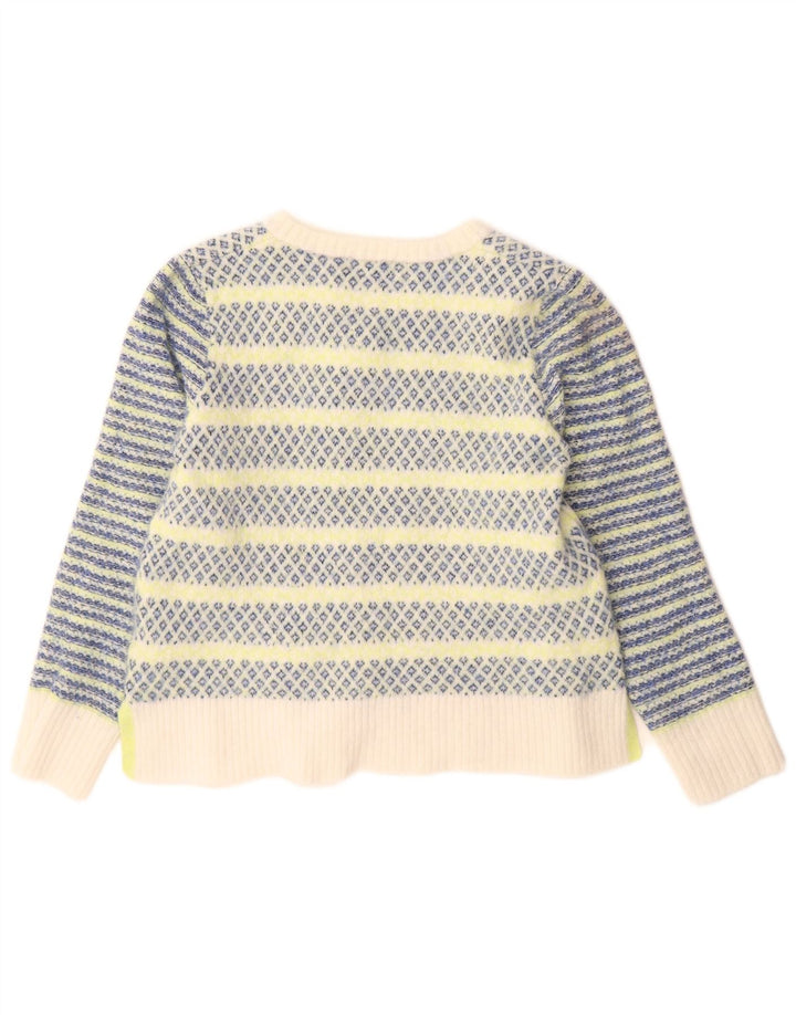 Bijeli ženski džemper s V-izrezom UK 12 srednje višebojan