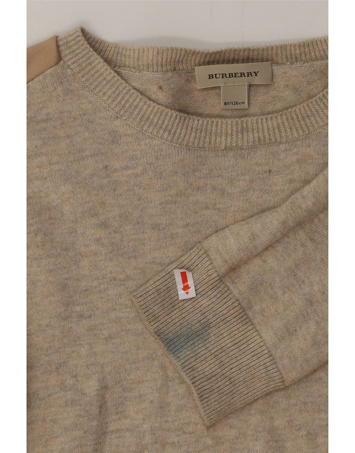 BURBERRY Džemper s veznim izrezom za djevojčice 7-8 godina, bež pamuk