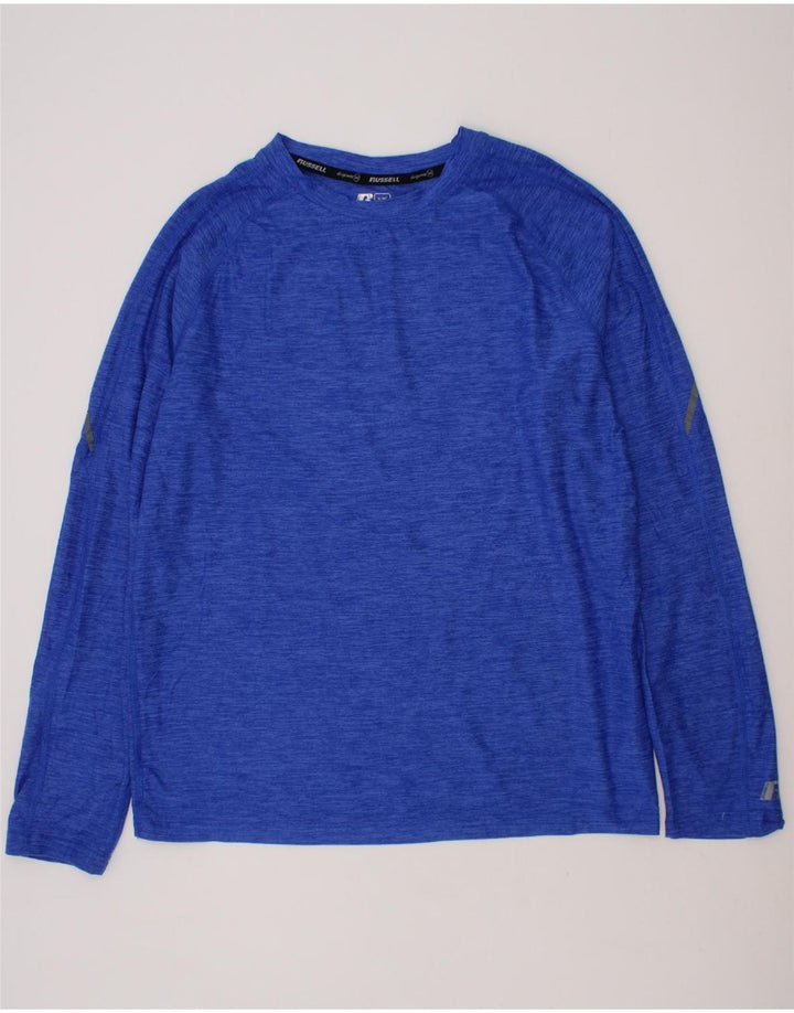 RUSSELL ATHLETIC Boys Top Long Sleeve 14-15 Years XL Blue Polyester Vintage Russell Athletic and Second-Hand Russell Athletic from Messina Hembry 