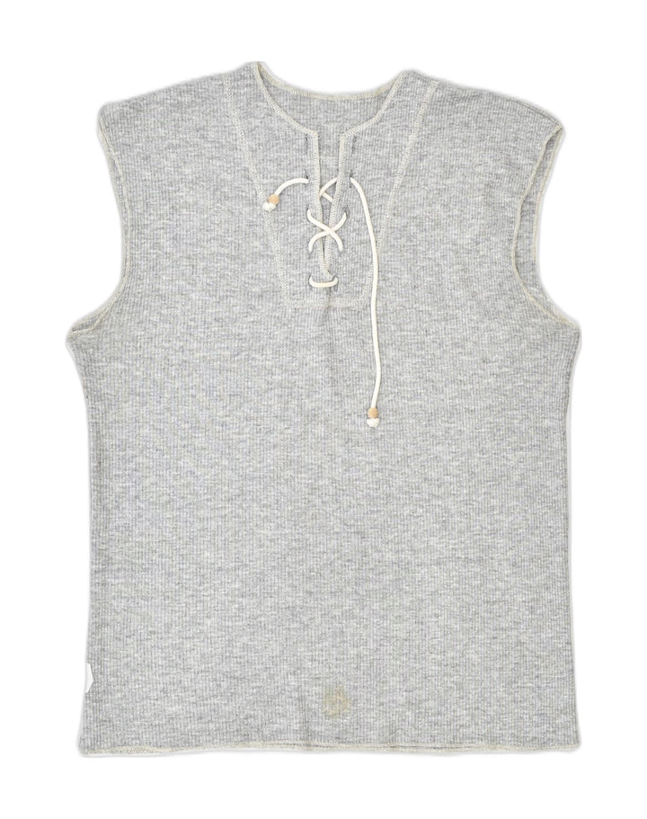 VINTAGE Womens Vest Top UK 16 Large Grey | Vintage | Thrift | Second-Hand | Used Clothing | Messina Hembry 