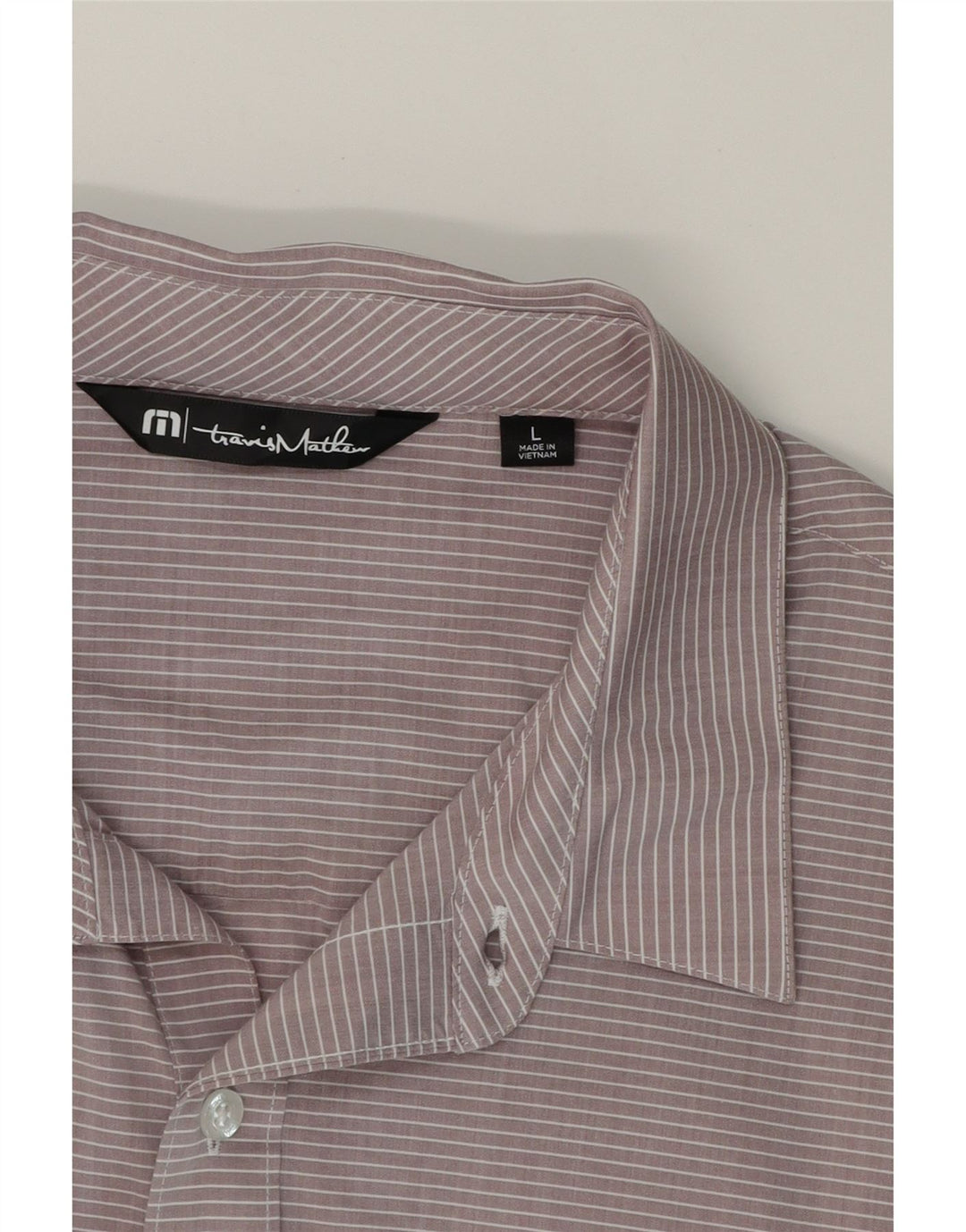 TRAVIS MATHEW Mens Shirt Large Grey Striped Cotton Vintage Travis Mathew and Second-Hand Travis Mathew from Messina Hembry 