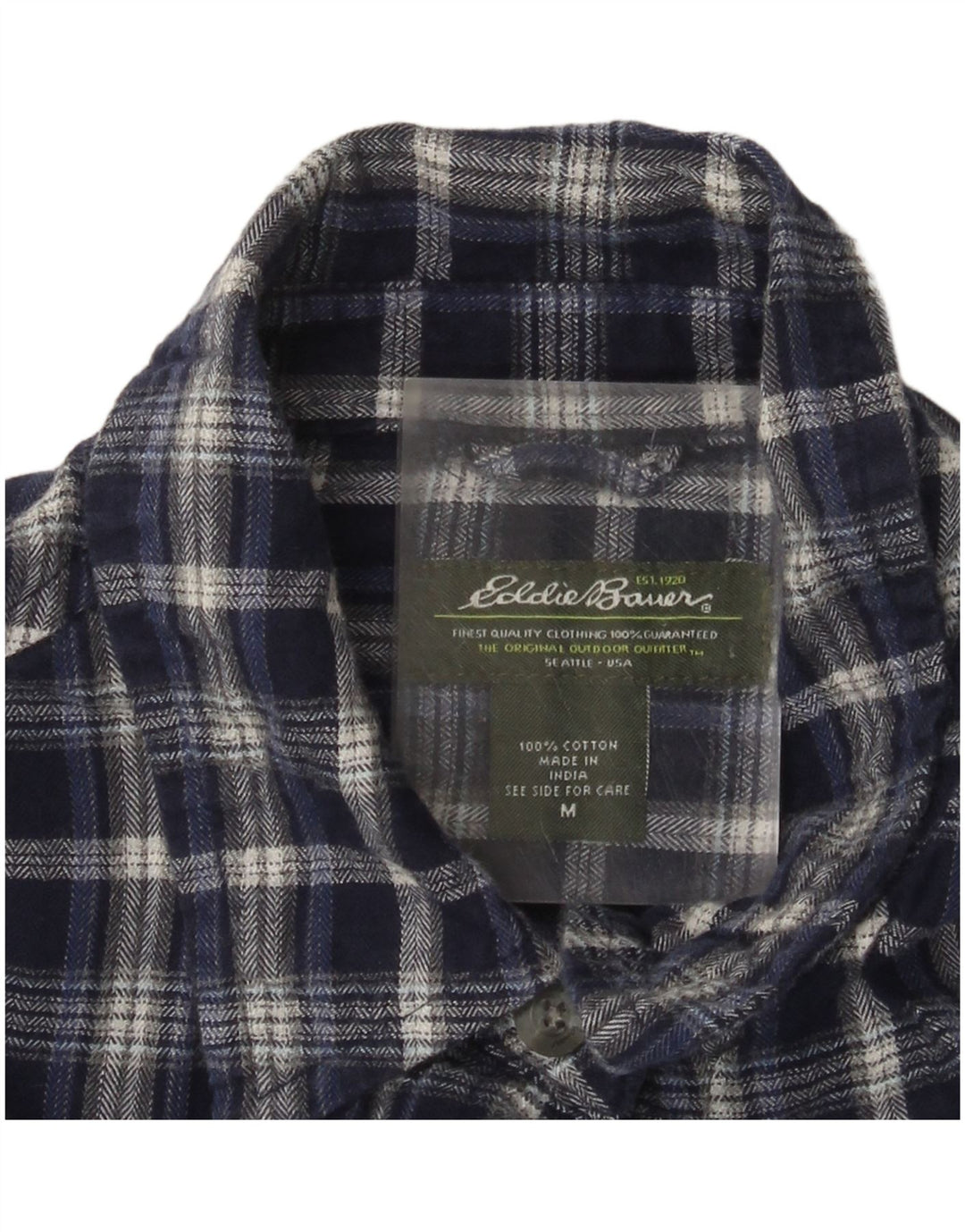 Eddie Bauer Ženska flanelska košulja UK 14 Srednje tamnoplavi karirani pamuk