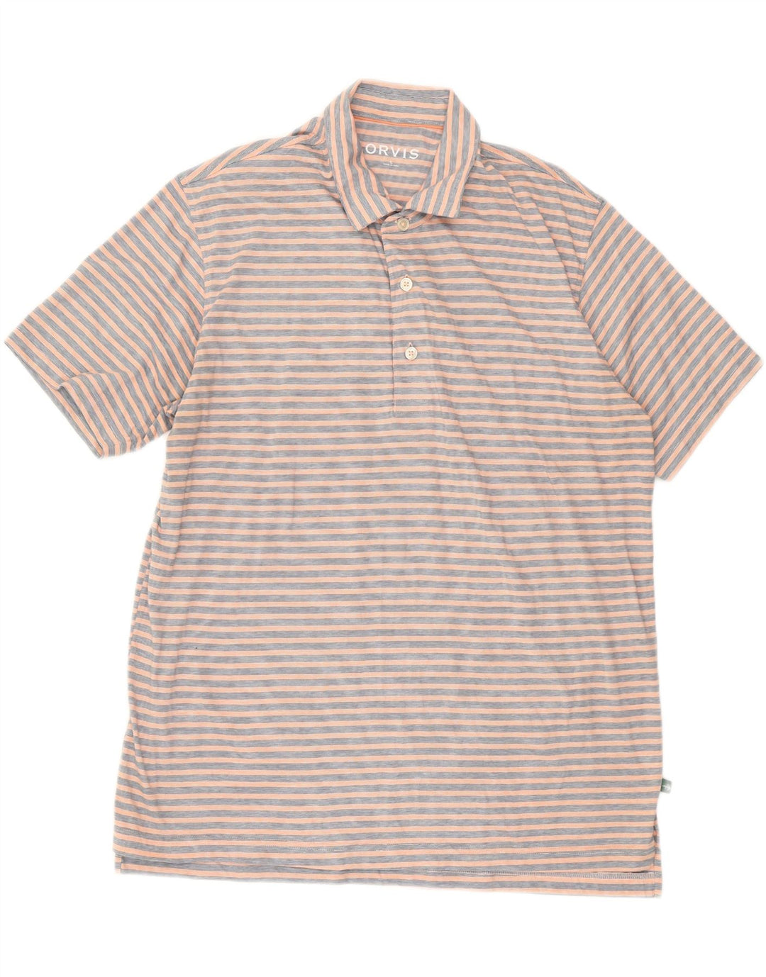 ORVIS Mens Polo Shirt Large Pink Striped Cotton Vintage Orvis and Second-Hand Orvis from Messina Hembry 