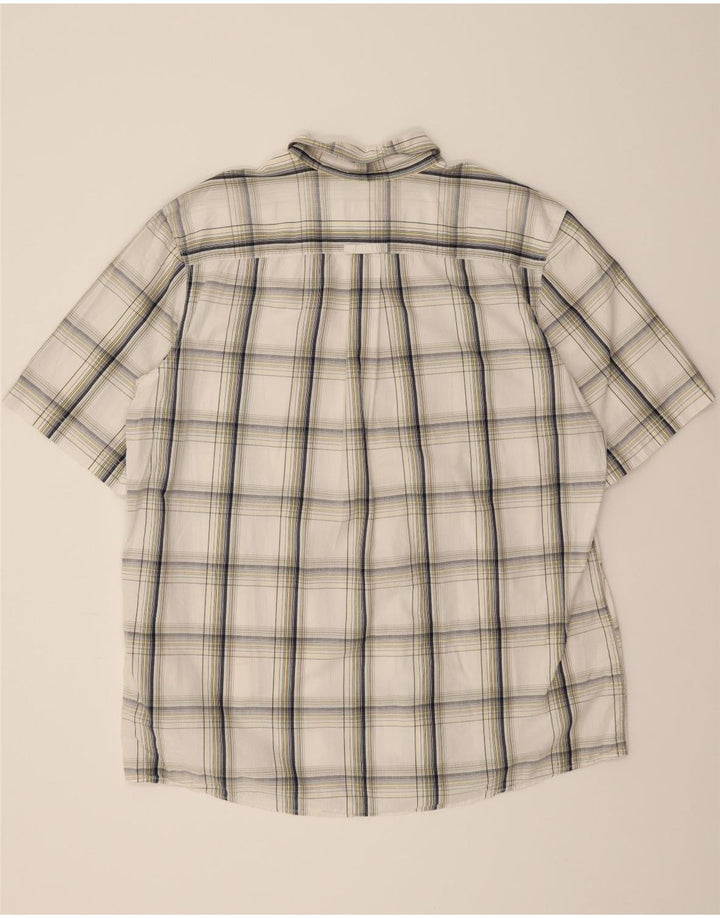 EDDIE BAUER Mens Tall Short Sleeve Shirt XL White Check Cotton Vintage Eddie Bauer and Second-Hand Eddie Bauer from Messina Hembry 