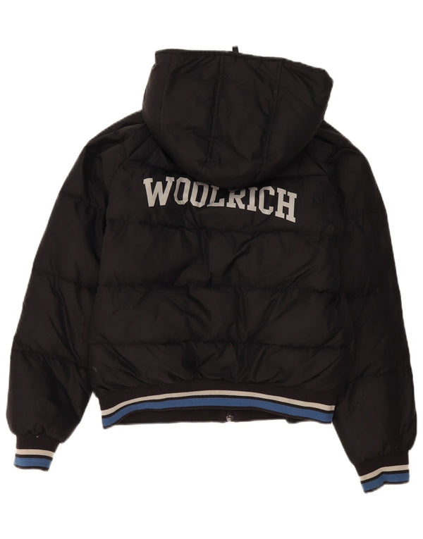 Woolrich Boys Graphic s kapuljačom i podstavljenom jaknom od 11-12 godina, crni najlon