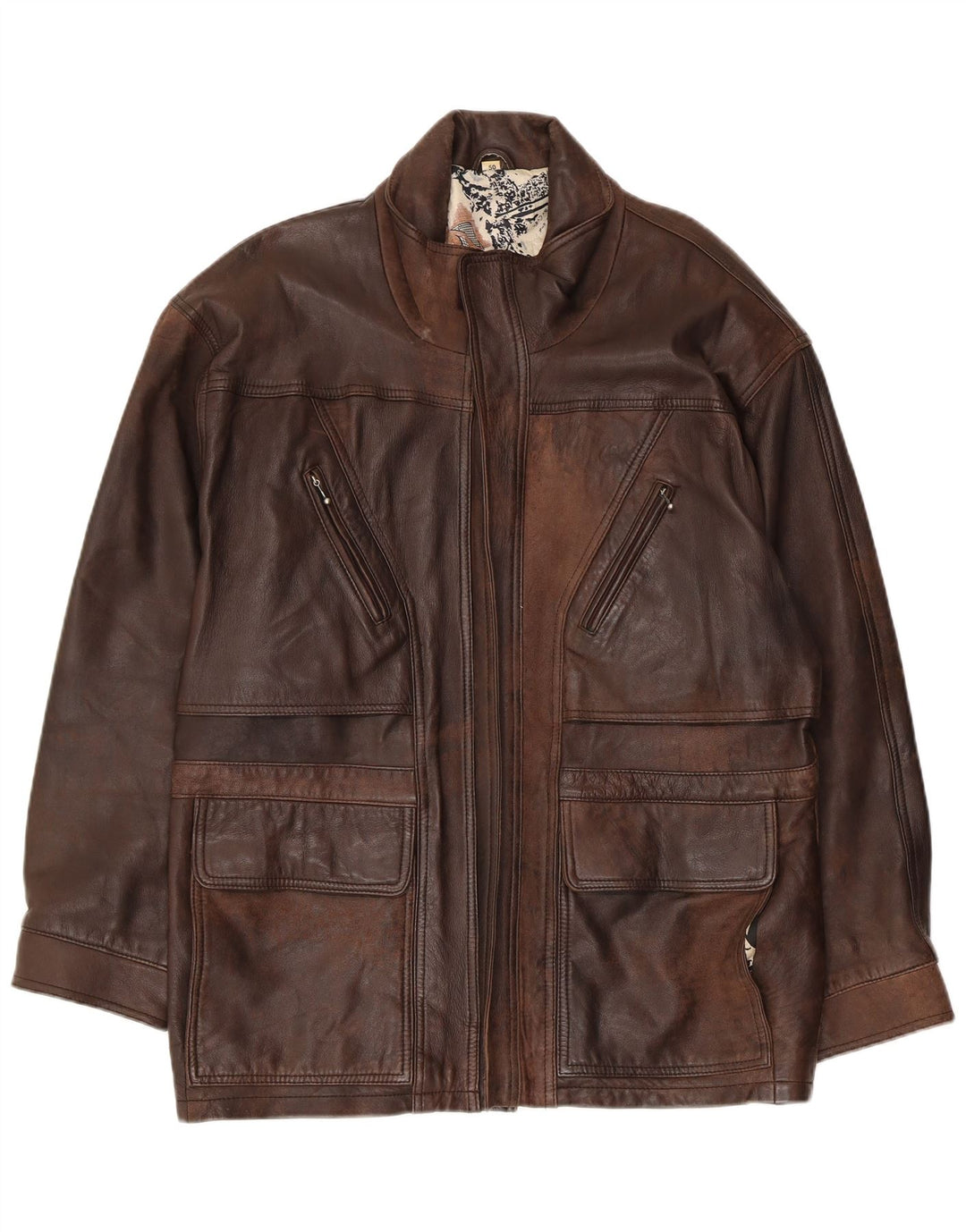 VINTAGE muški kožni kaput EU 50 veliki smeđi kožni