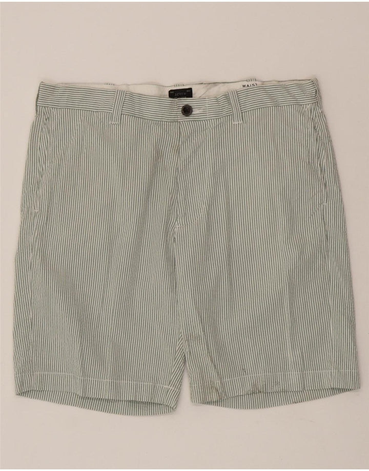 J. CREW Mens Chino Shorts W33 Medium  Green Striped Vintage J. Crew and Second-Hand J. Crew from Messina Hembry 