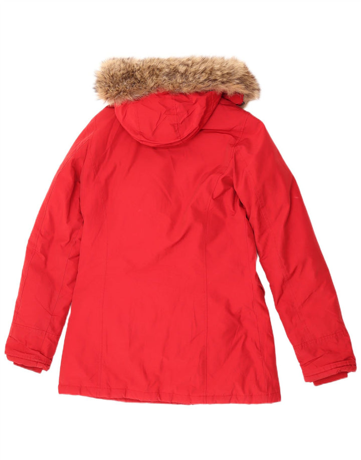 Woolrich ženska podstavljena jakna s kapuljačom UK 10 Mala crvena pamuk
