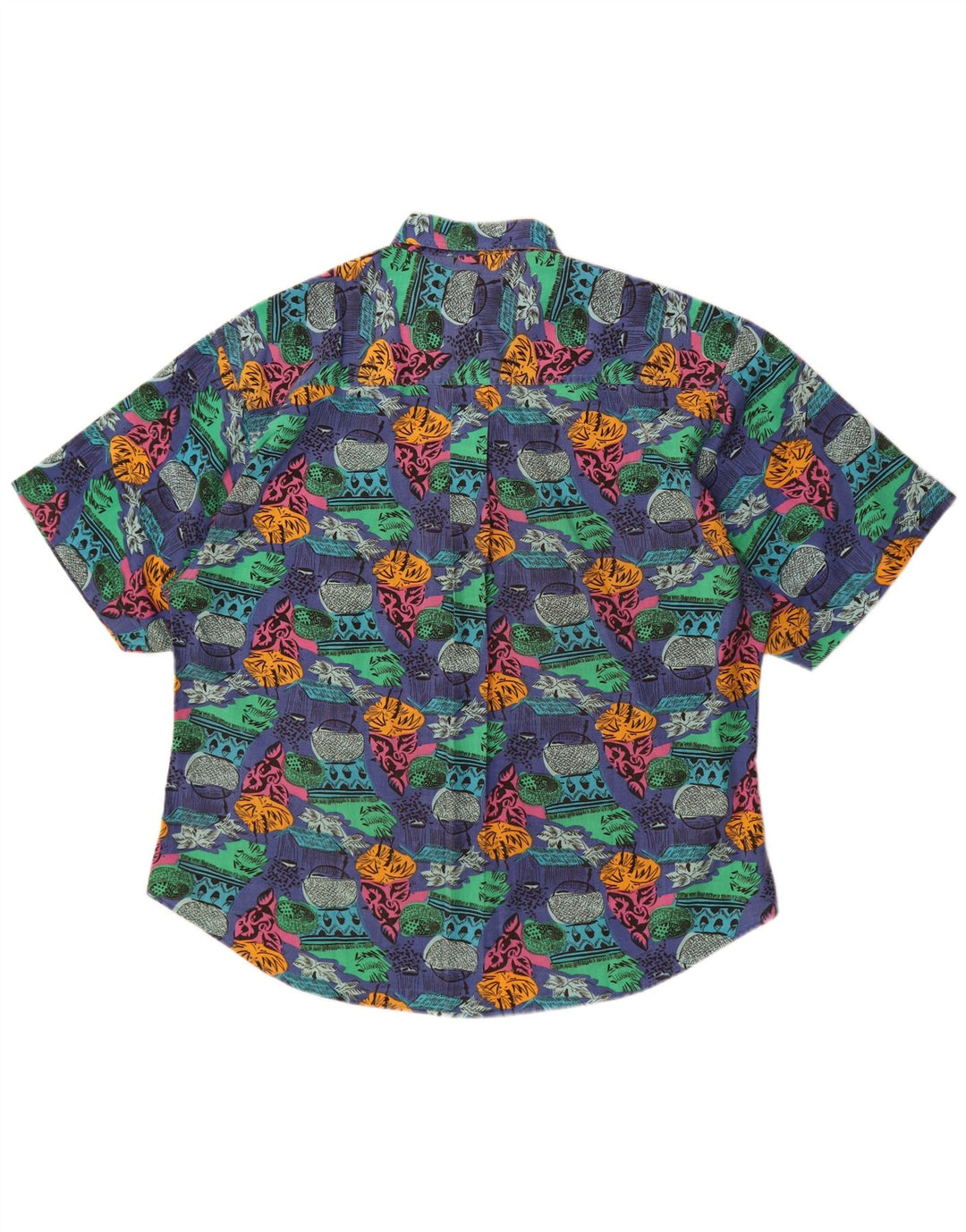 Vintage muška košulja kratkih rukava s apstraktnim uzorkom XL, plavi pamuk