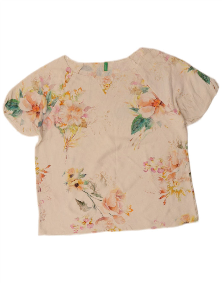 BENETTON Ženska majica kratkih rukava UK 16 Large Off White Floral