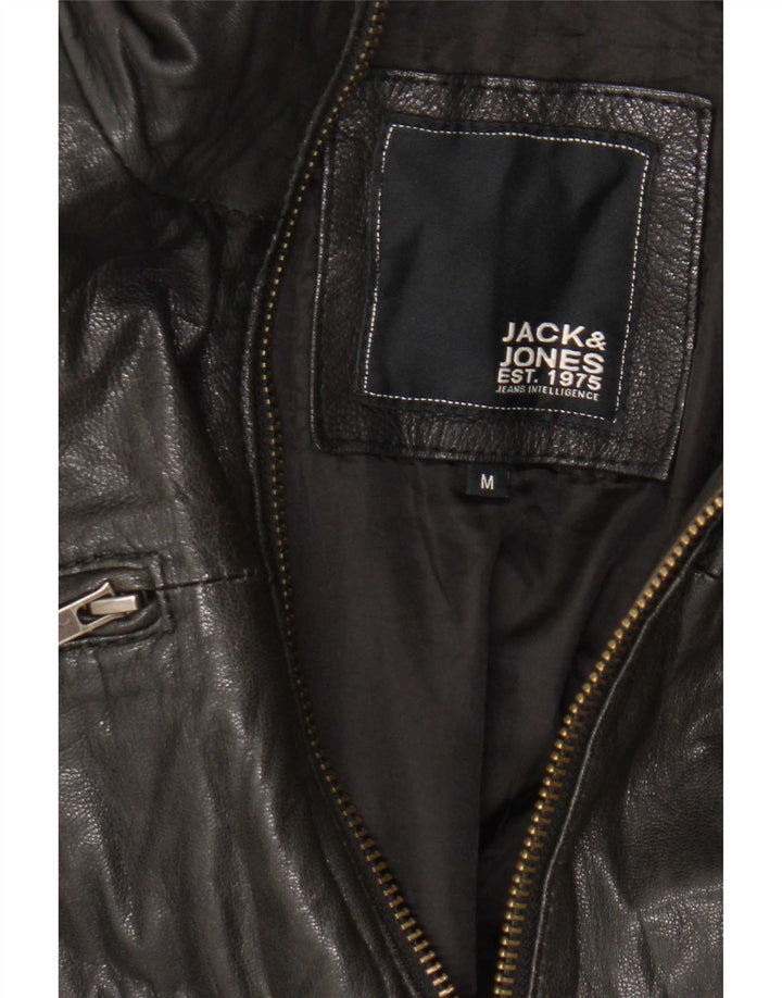 Jack & Jones muška kožna bomber jakna UK 38 srednje crna