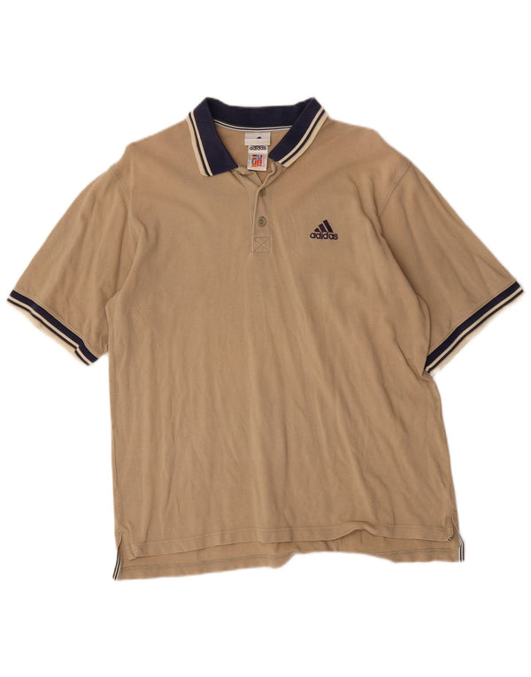Adidas muška polo majica za ragbi UK 40/42 srednje bež pamuk na pruge