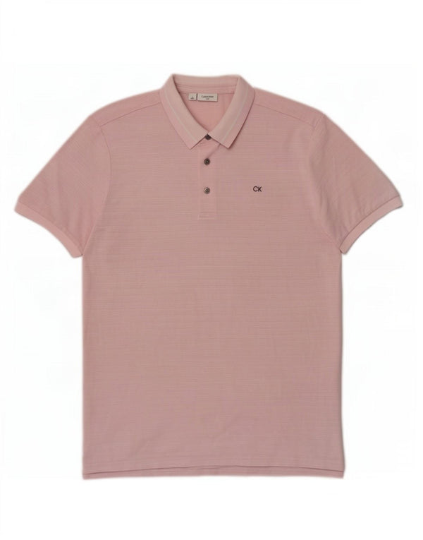 Calvin Klein muška polo majica srednje ružičaste pruge od poliestera