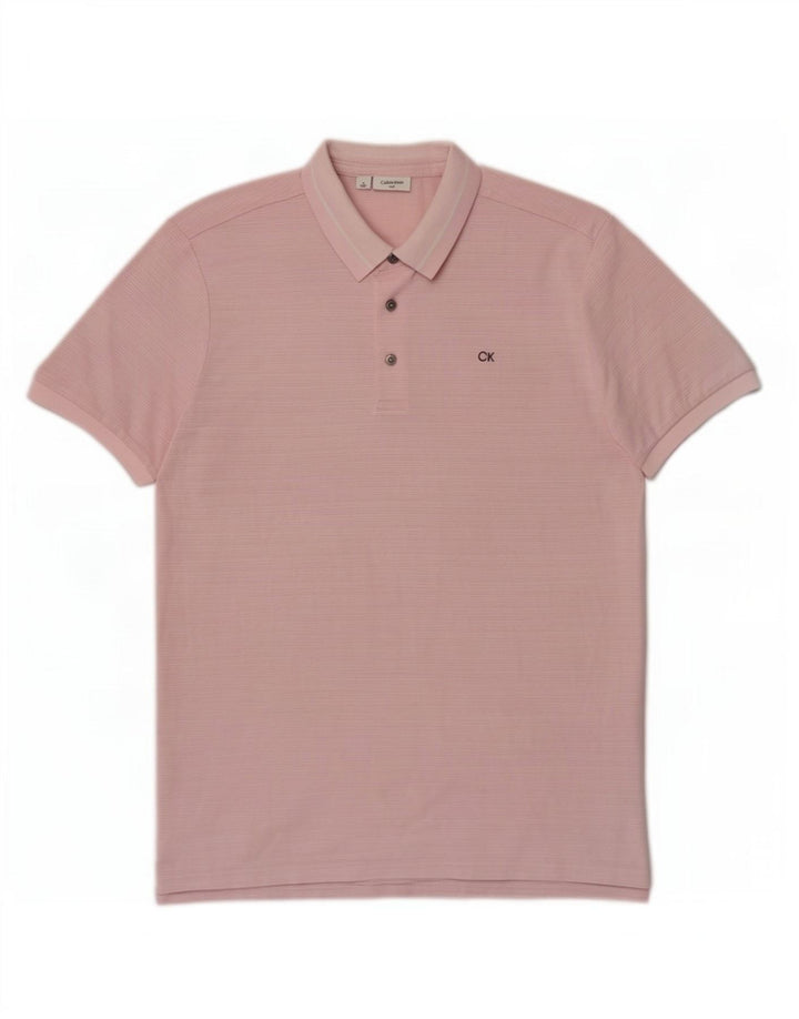 Calvin Klein muška polo majica srednje ružičaste pruge od poliestera