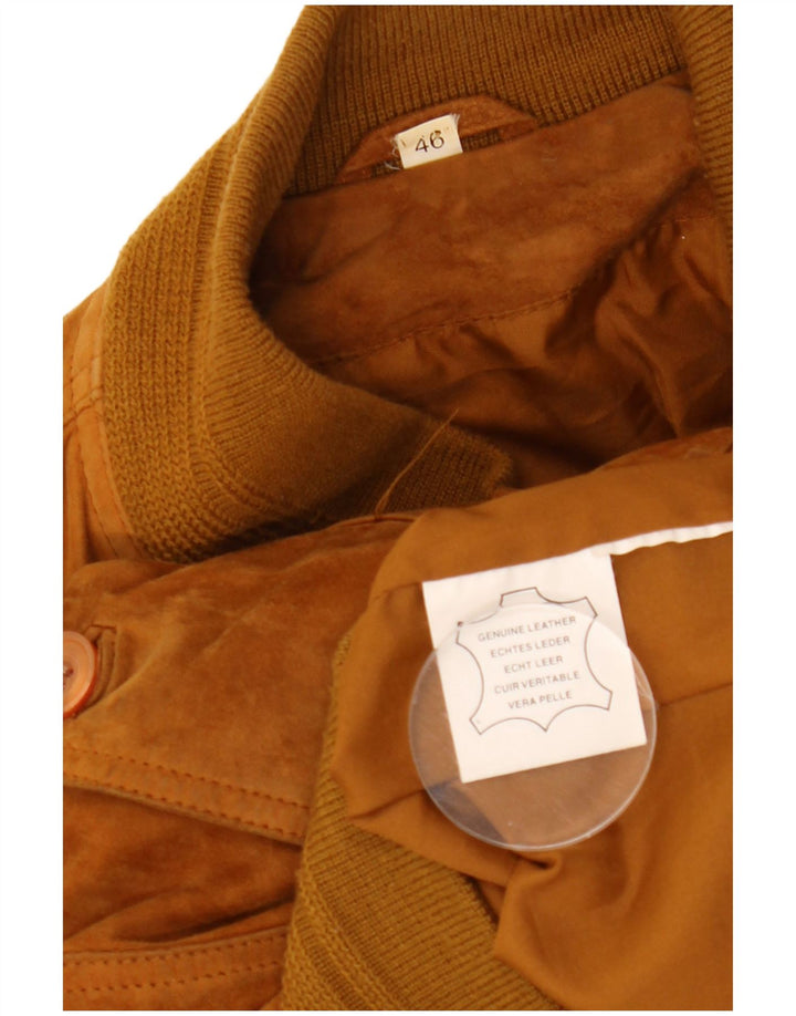 VINTAGE muška opuštena bomber jakna od brušene kože EU 46 male bež kože