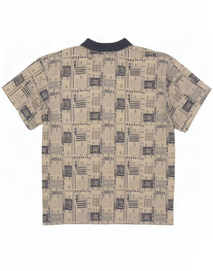 Vintage muška pulover majica kratkih rukava XL bež patchwork viskoza