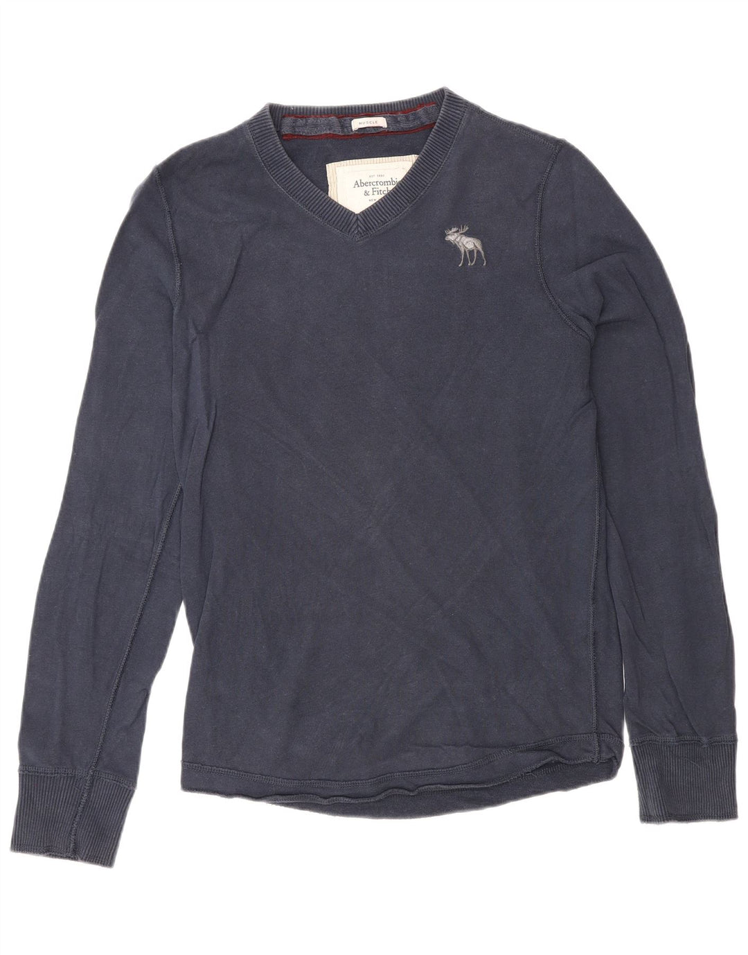 Klasična muška majica dugih rukava Abercrombie & Fitch srednje plava