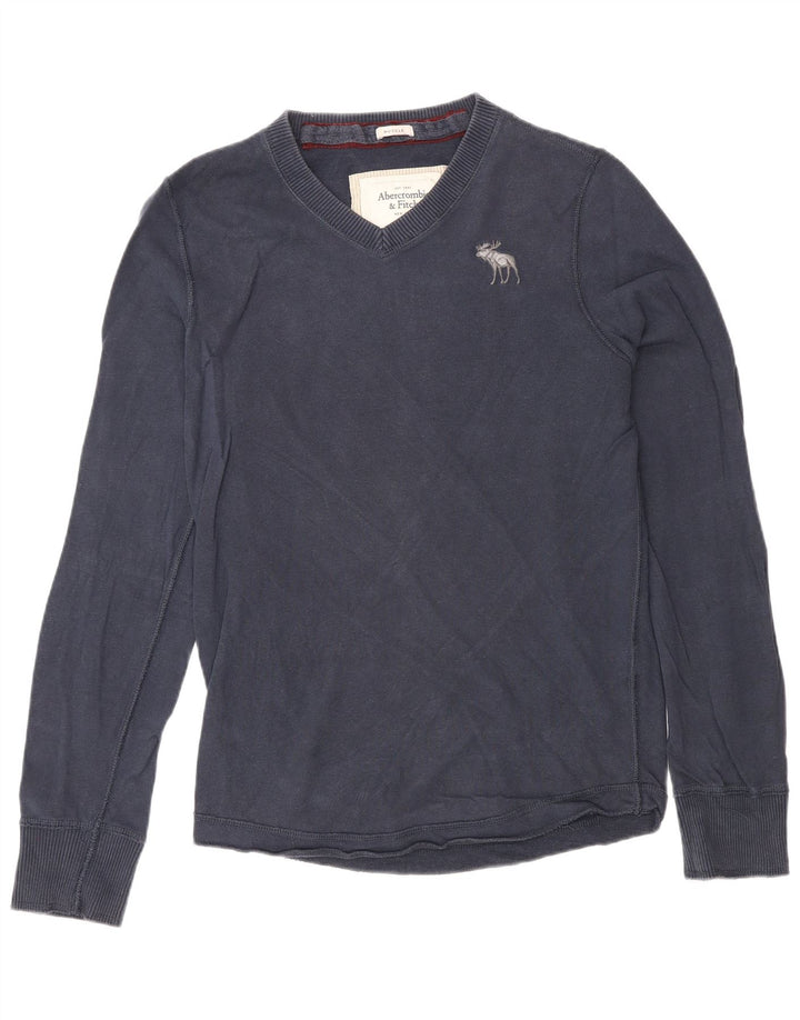 Klasična muška majica dugih rukava Abercrombie & Fitch srednje plava