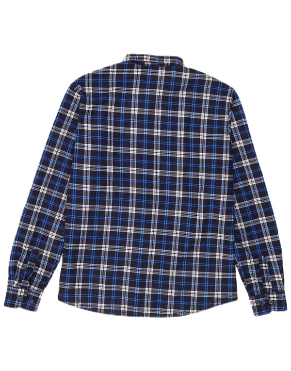 Vintage Mens Flannel Shirt 2XL Blue Check