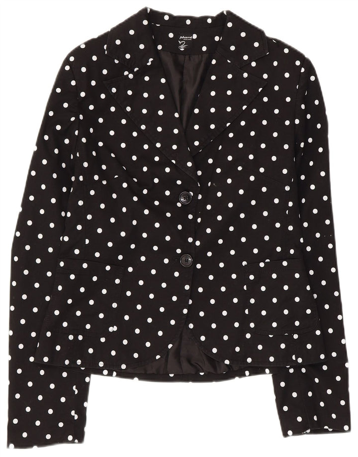 Phard ženski sako sa 2 gumba UK 12 Srednji crni pamuk na točkice