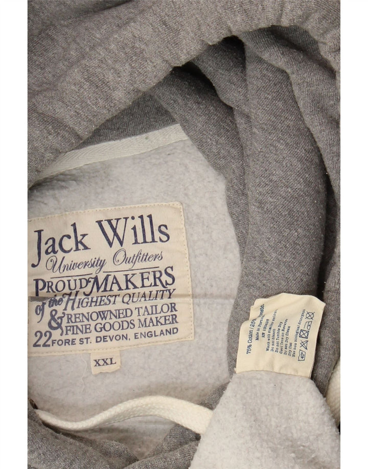 Jack Wills muška majica s kapuljačom s grafičkim motivima 2XL, sivi pamuk